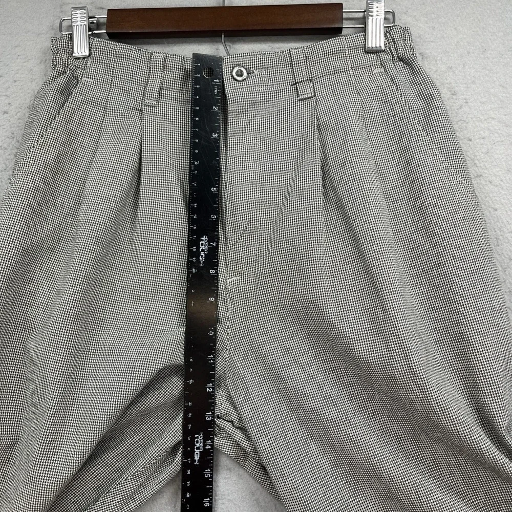 Lee Casuals Pleated Pants Mens 28x30 Black White Houndstooth Acadeimia 90s Retro
